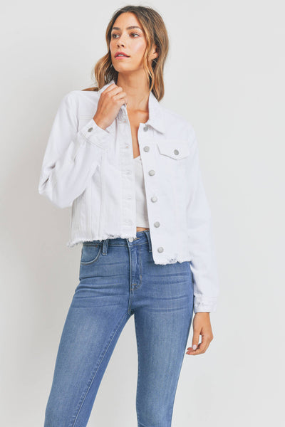 Vintage Distressed White Denim Jacket