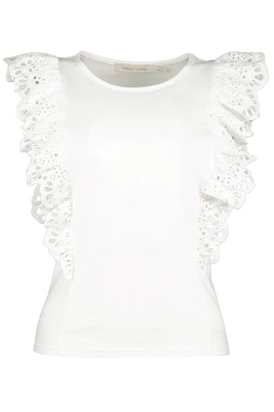 Bishop + Young White Eyelet Ruffle Top