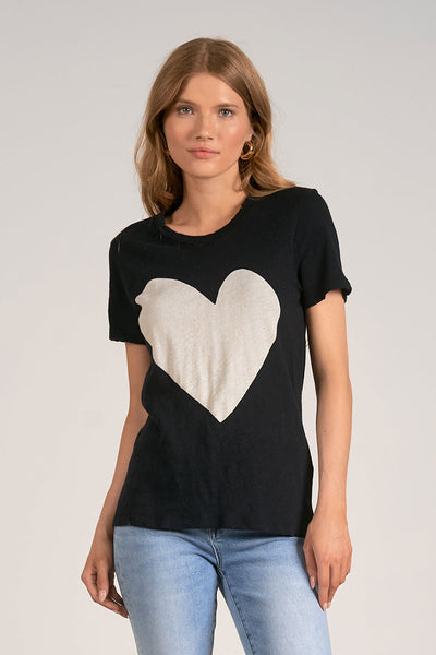 Elan Black White Heart T-Shirt