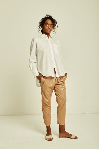 Deluc Fleetwood Nougat Faux Leather Crop Pants