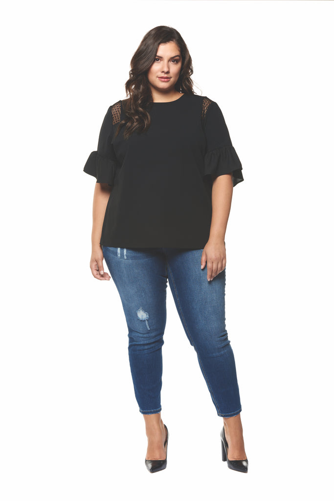 black ruffle blouse plus size
