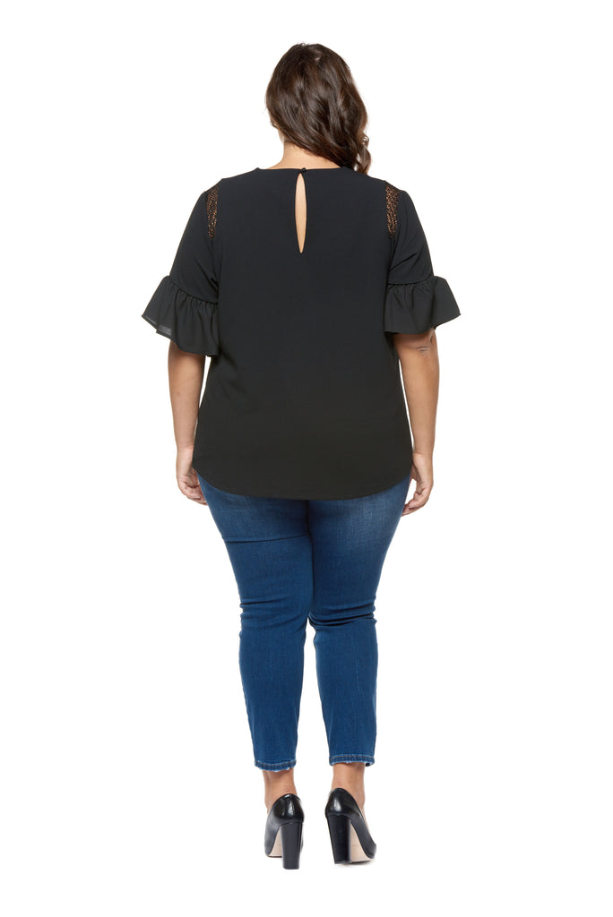 売れ筋商品|||ベルディーニ カットソー トップス レディース Black Label Plus Size Printed Ruffle Sleeve Top Black 1174928_10001_02_1024x1024.jpg