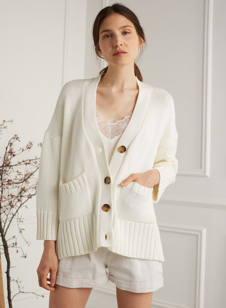 Daphne Ivory Relaxed Fit Cardigan