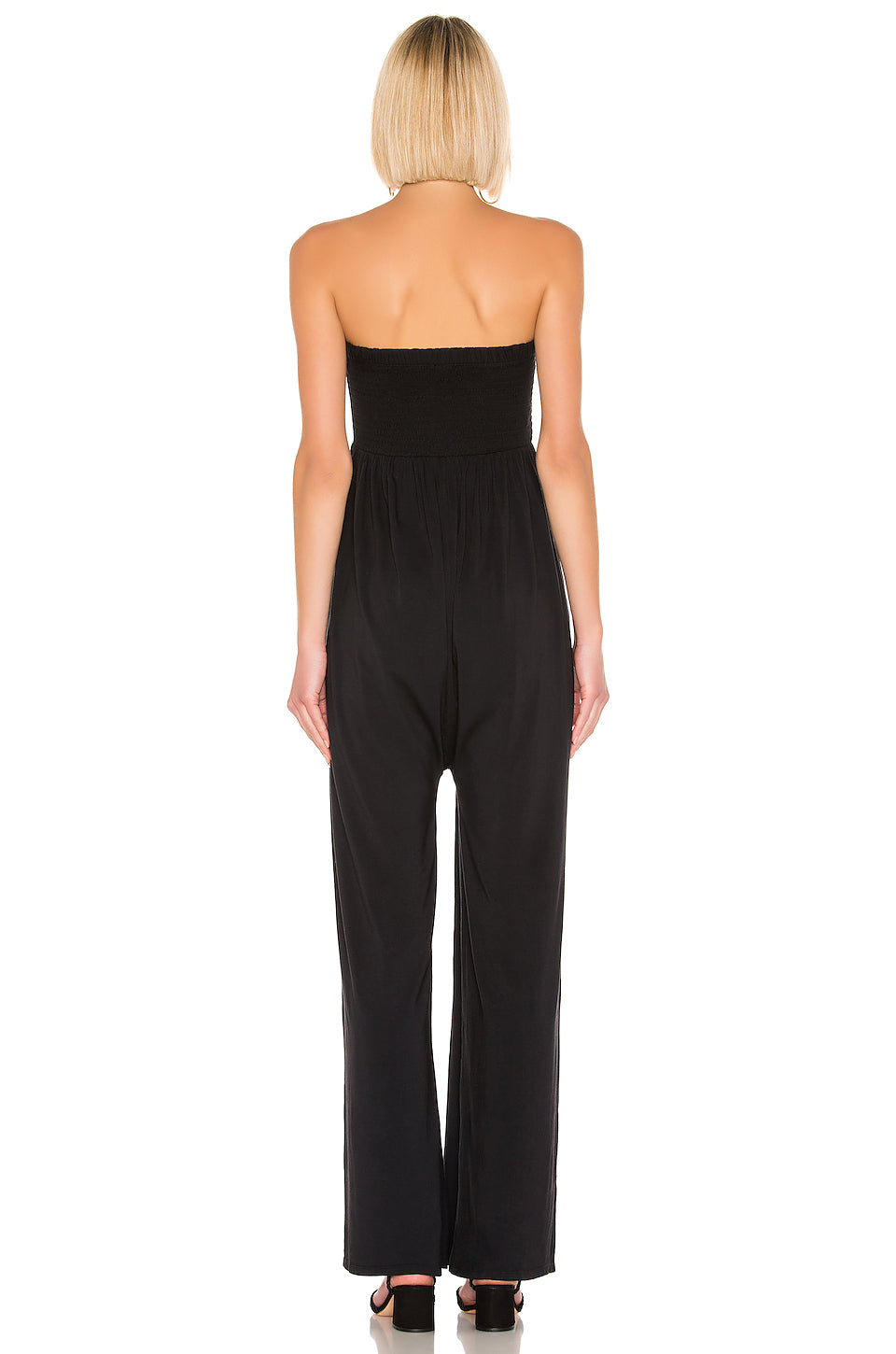 Black Strapless Wide Leg Jumpsuit