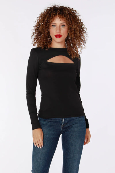 bobi Black Cut Out Long Sleeve Top