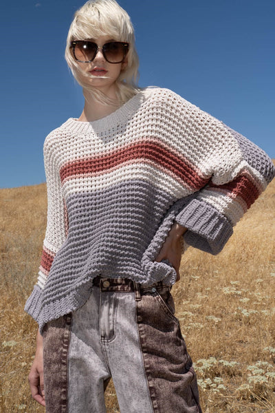 Rose Multi Chenille Stripe Sweater
