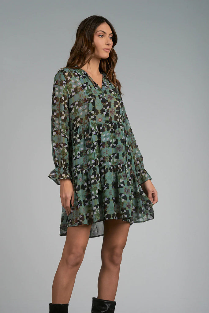 Elan Chance Green Orchid Mini Dress