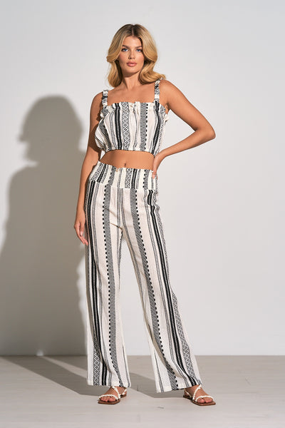 Elan White Black Tank Crop Top