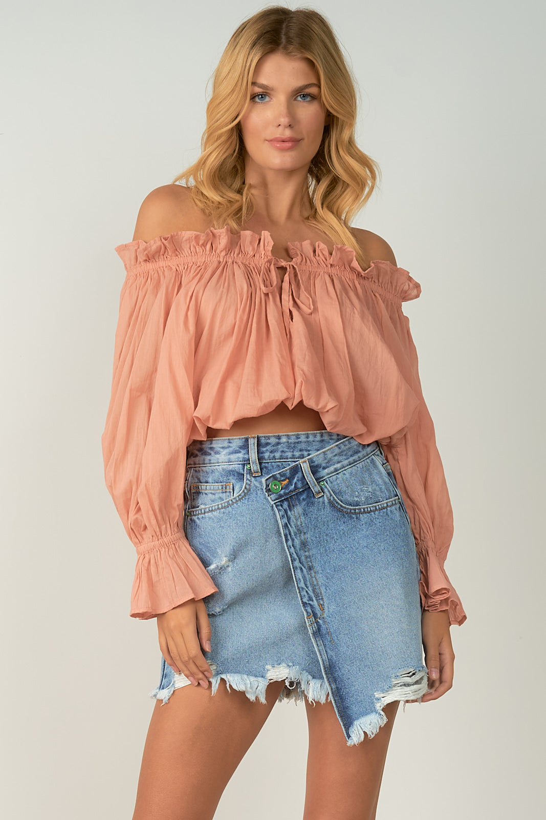 Elan Off the Shoulder Ruffle Top