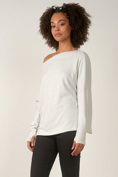 Elan Melinda Silver Off The Shoulder Top