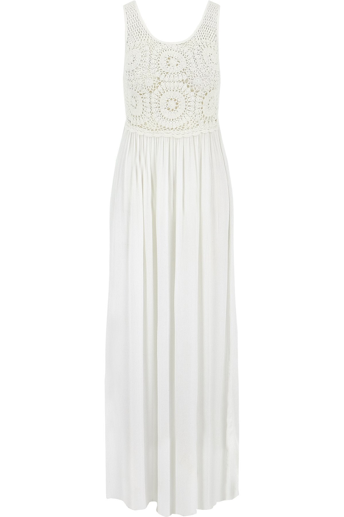 White Maxi Dress with Crocheted Top
