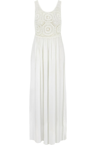 White Maxi Dress with Crocheted Top