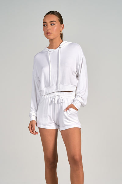 Elan White Long Sleeve Hoodie Top