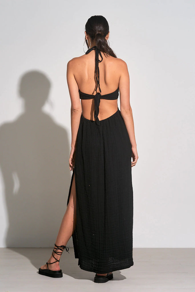 Elan Black Cut Out Halter Maxi Dress at Maria Vincent Boutique