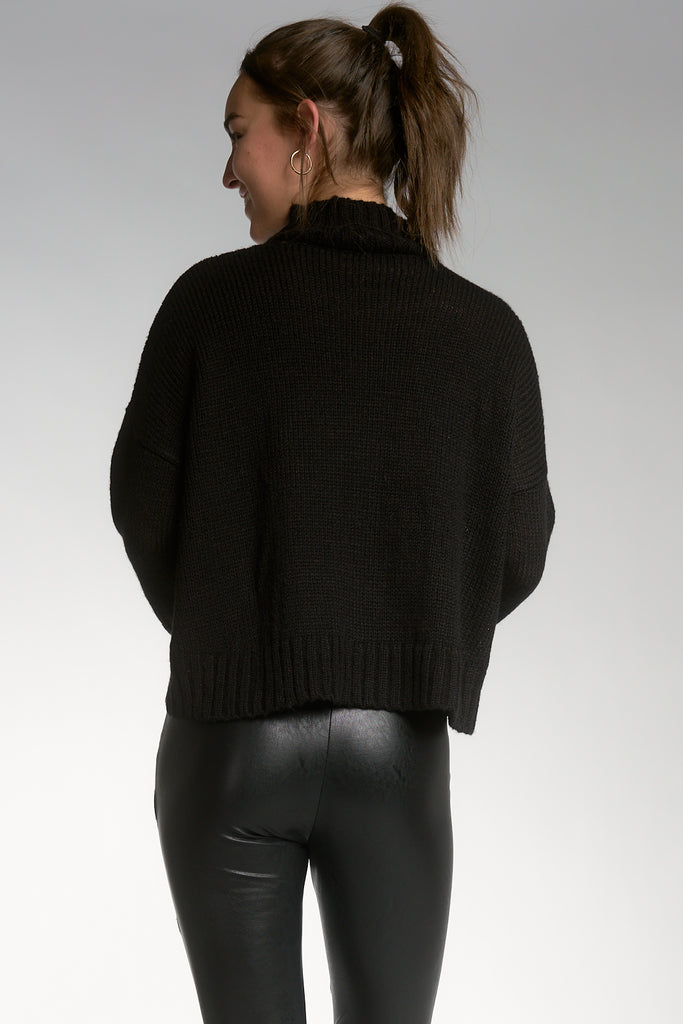 Elan Black Mock Turtleneck Rock Sweater at Maria Vincent Boutique