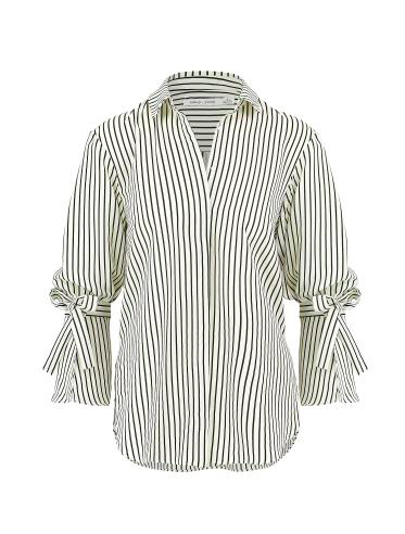 Black Stripe Long Sleeve Tie Top