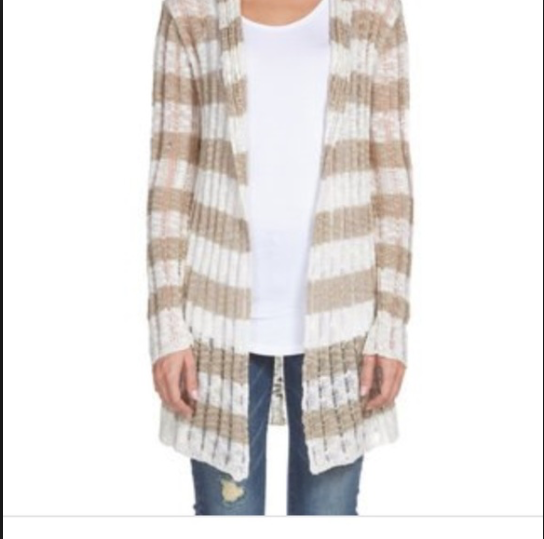 Striped Hooded Cardigan