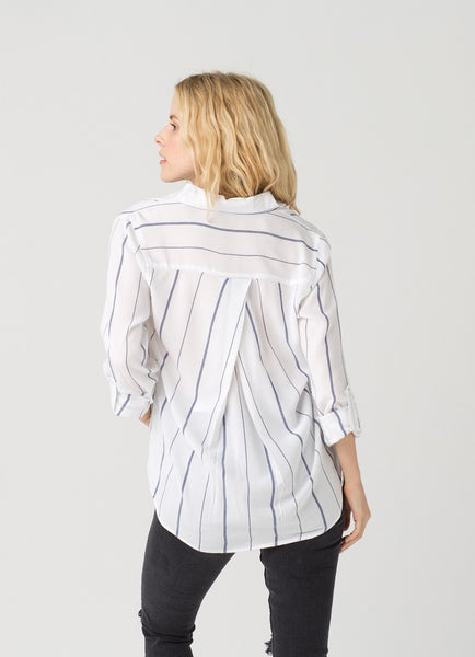 White Long Sleeve Striped Shirt