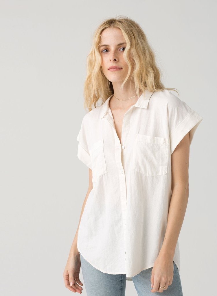 Short Sleeve Grey Over-sized Button Down Shirt