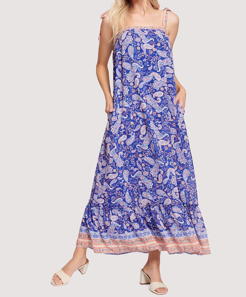 Lost + Wander Blue Paisley Maxi Dress