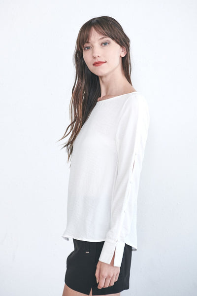 White Button Up Sleeve Blouse