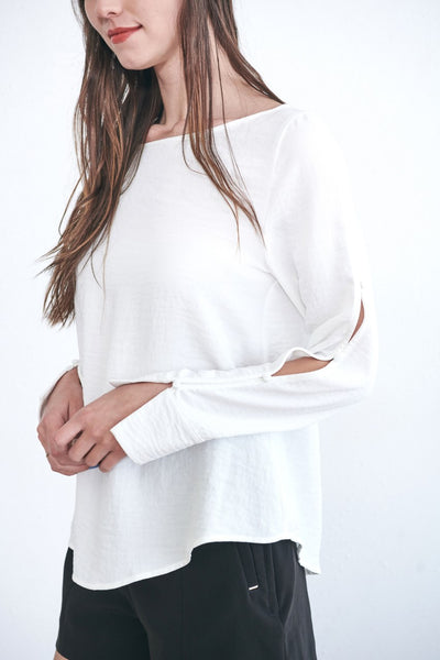 White Button Up Sleeve Blouse