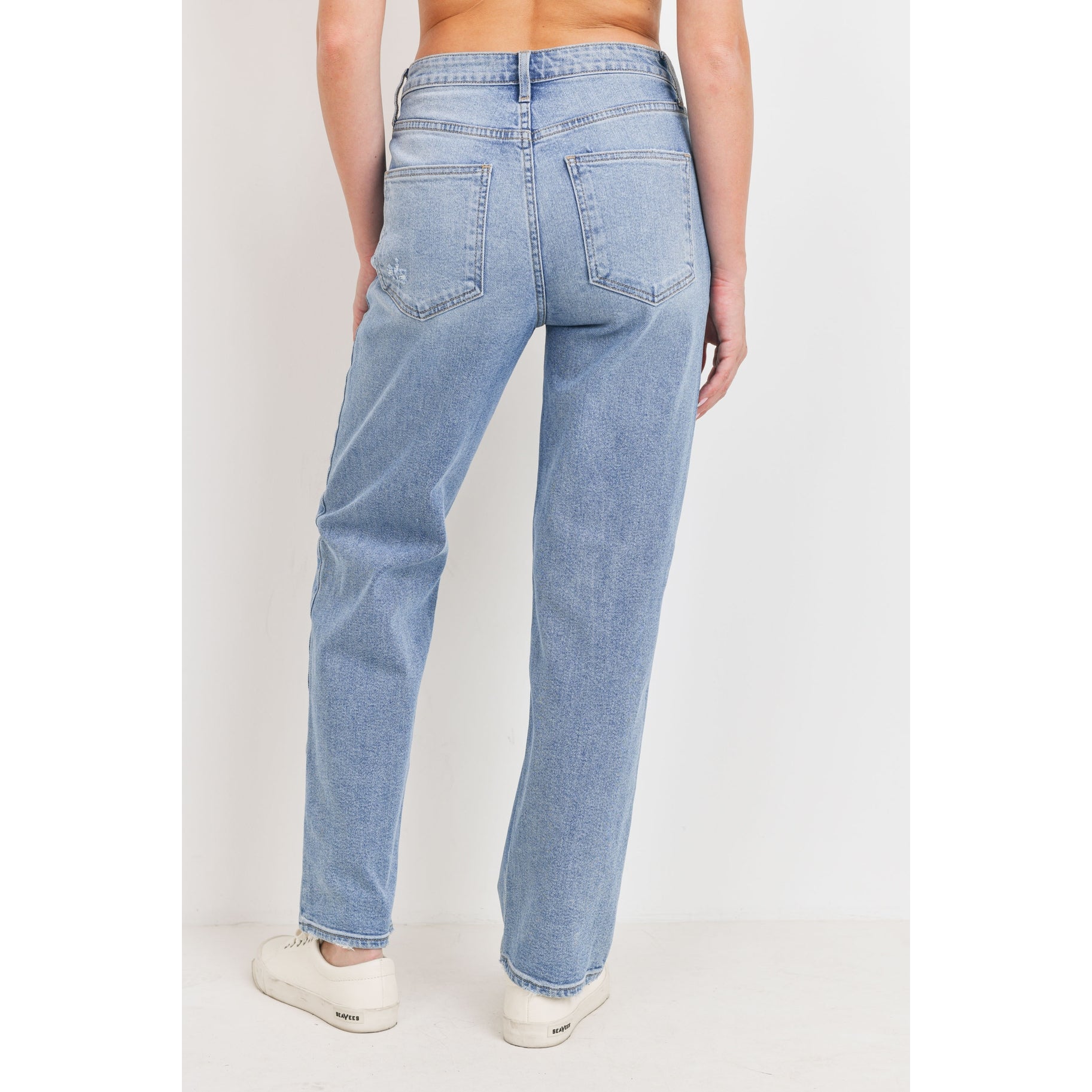 High Rise Distressed Dad Jean