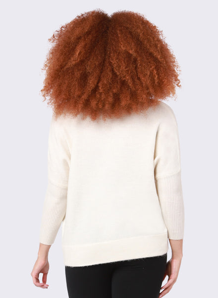 DEX Ivory V-Neck Sweater