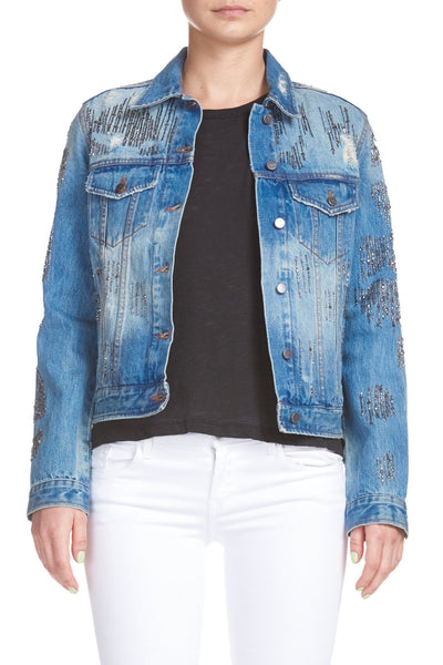 Denim Jacket with Bead Accents