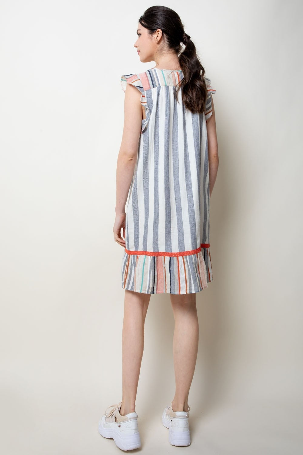 Flutter Sleeve Stripe Dress