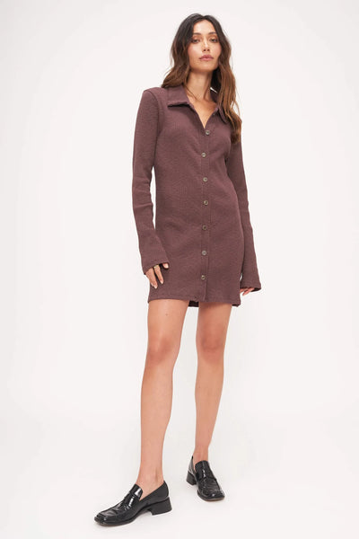 Project Social T French Roast Charlize Button Front Rib Dress