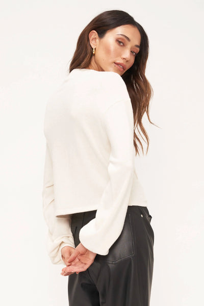 Project Social T Jil Cream Twist Front Mock Neck Top