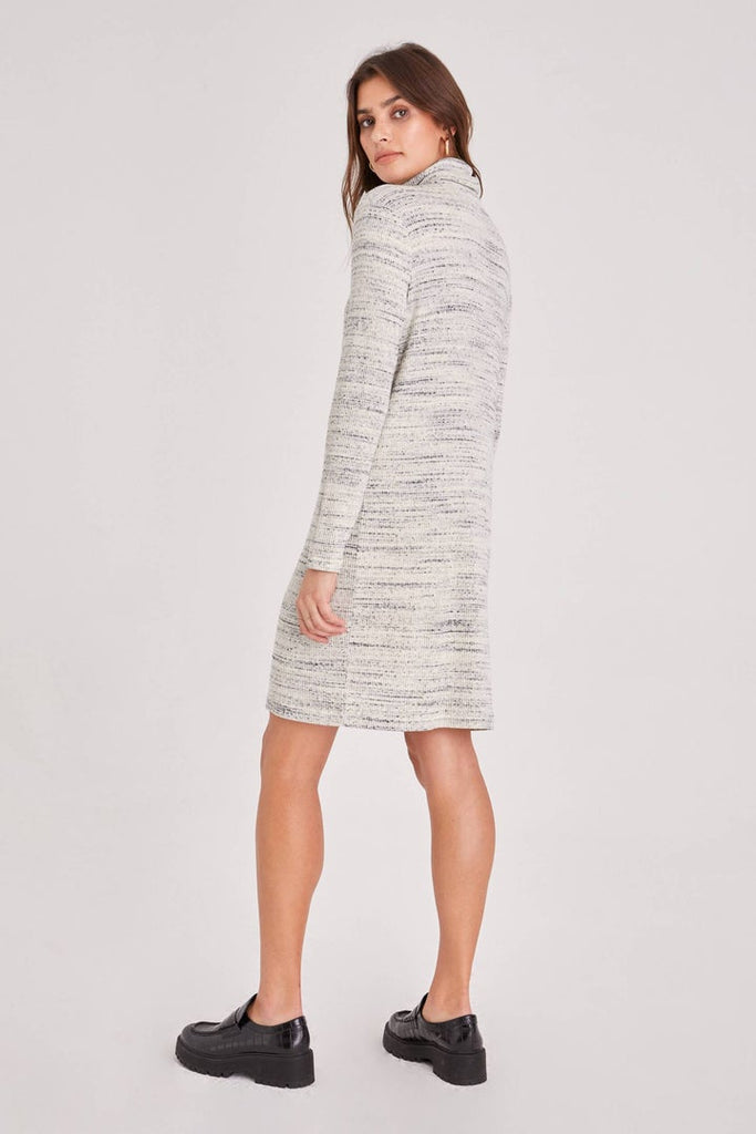 beige turtleneck dress long sleeve Cream Mix Long Sleeve Ribbed Turtleneck Dress at Maria Vincent Boutique