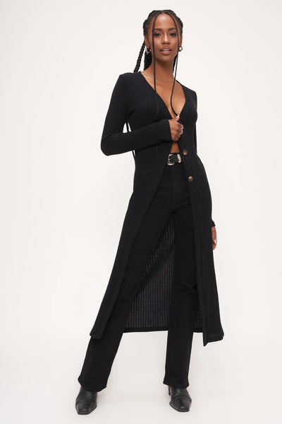 Project Social T Mariposa Black Ribbed Cardigan