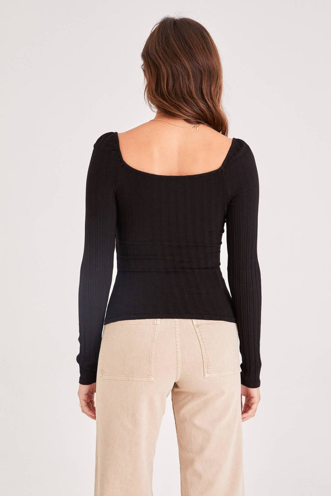 Black Sweetheart Neck Long Sleeve Top at Maria Vincent Boutique