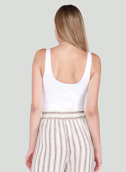 DEX White Gathered Front Tank Bodysuit