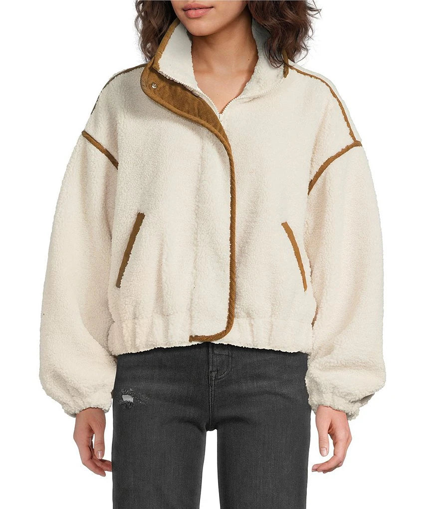 Ivory Sherpa Bomber Jacket