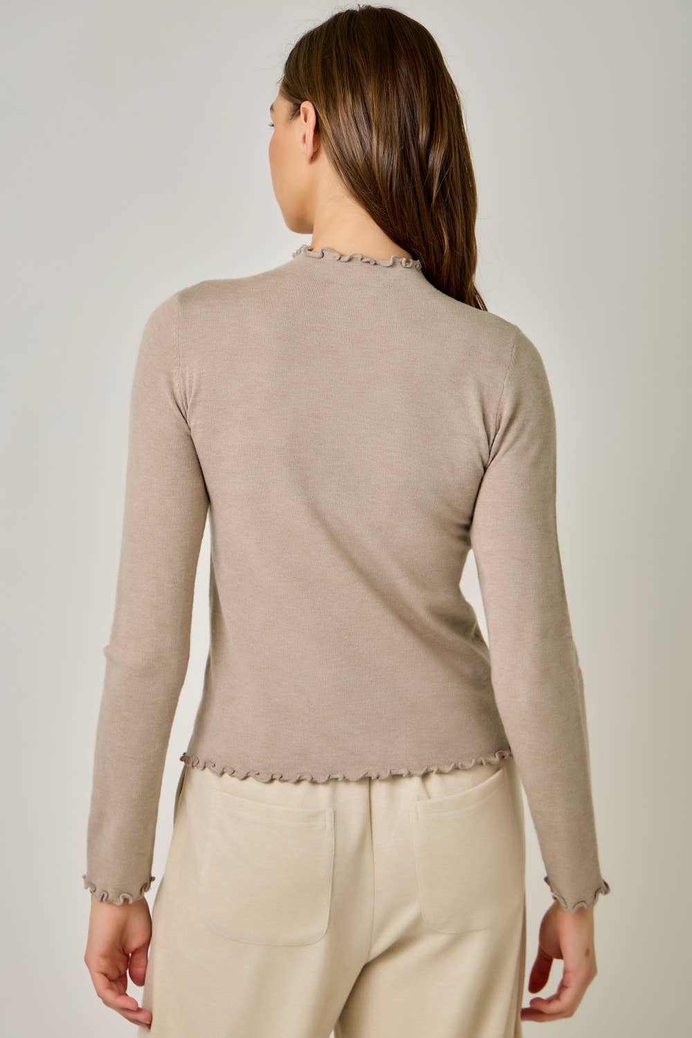 Lettuce Edge Mock Neck Sweater Top