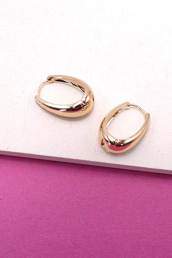 Gold Oval Chunky Hoop Earrings