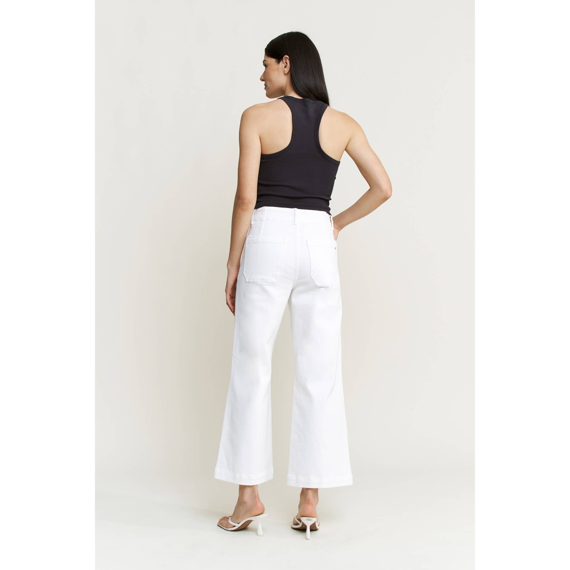 White High Rise Cropped Utility Jeans