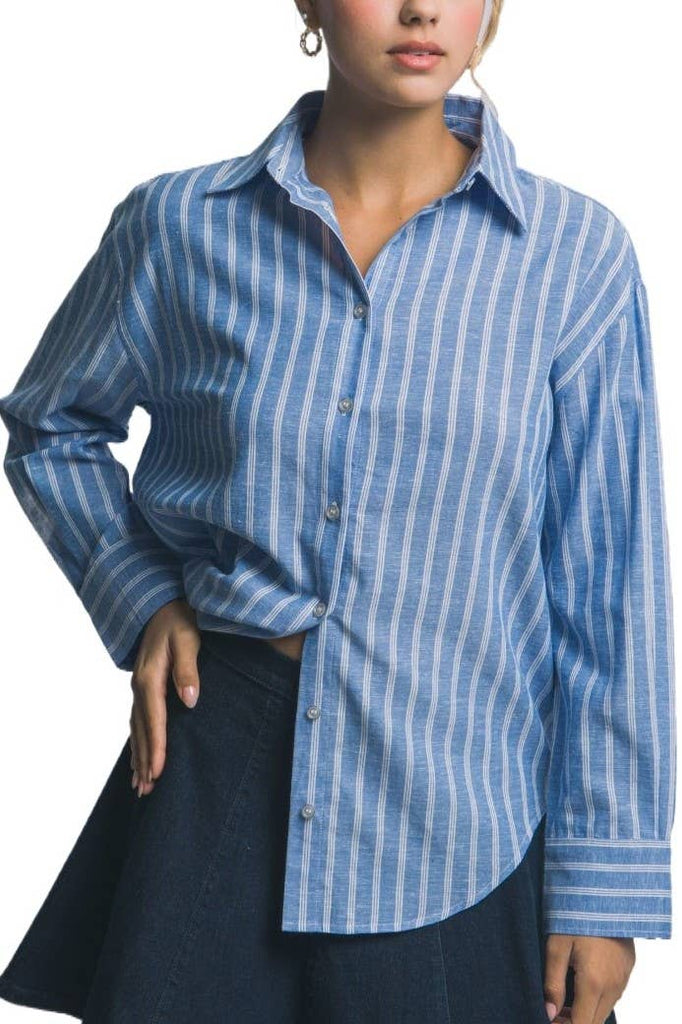 Oversized Button-Down Stripe Shirt