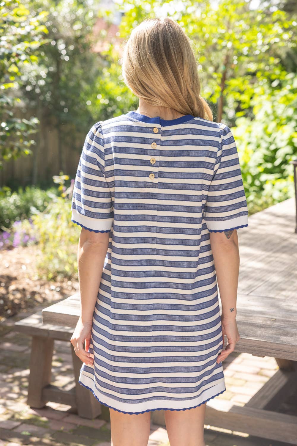 Wavy Band Striped Knit Mini Dress