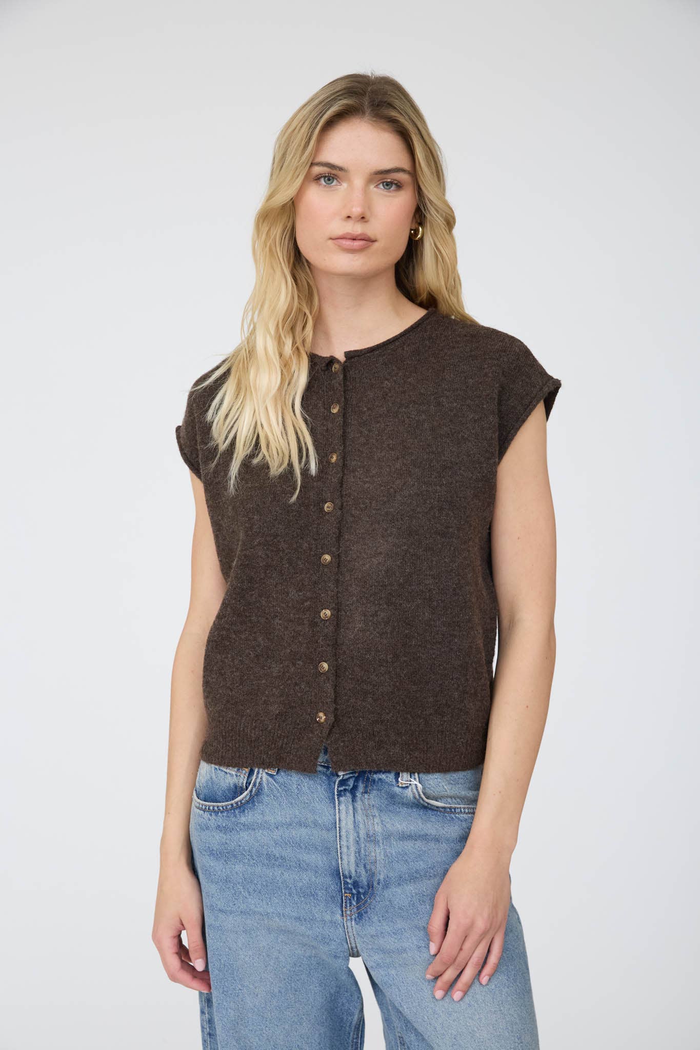 Button-Front Knit Vest