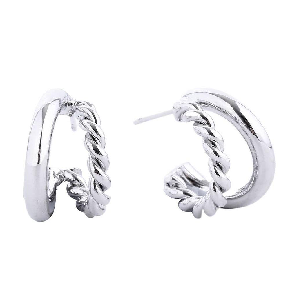 Twist &  Double Hoop Post Earring