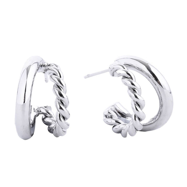 Twist &  Double Hoop Post Earring