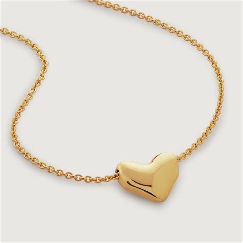 Gold Puffy Heart Necklace