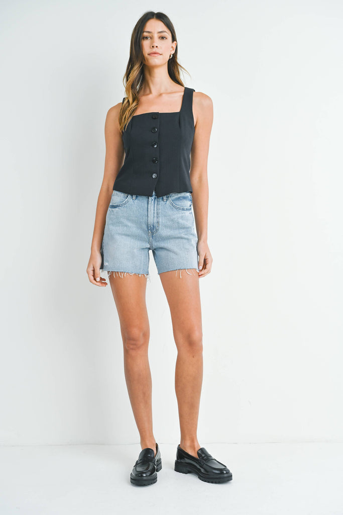 Just Black Denim Light Wash Longer Length Short
