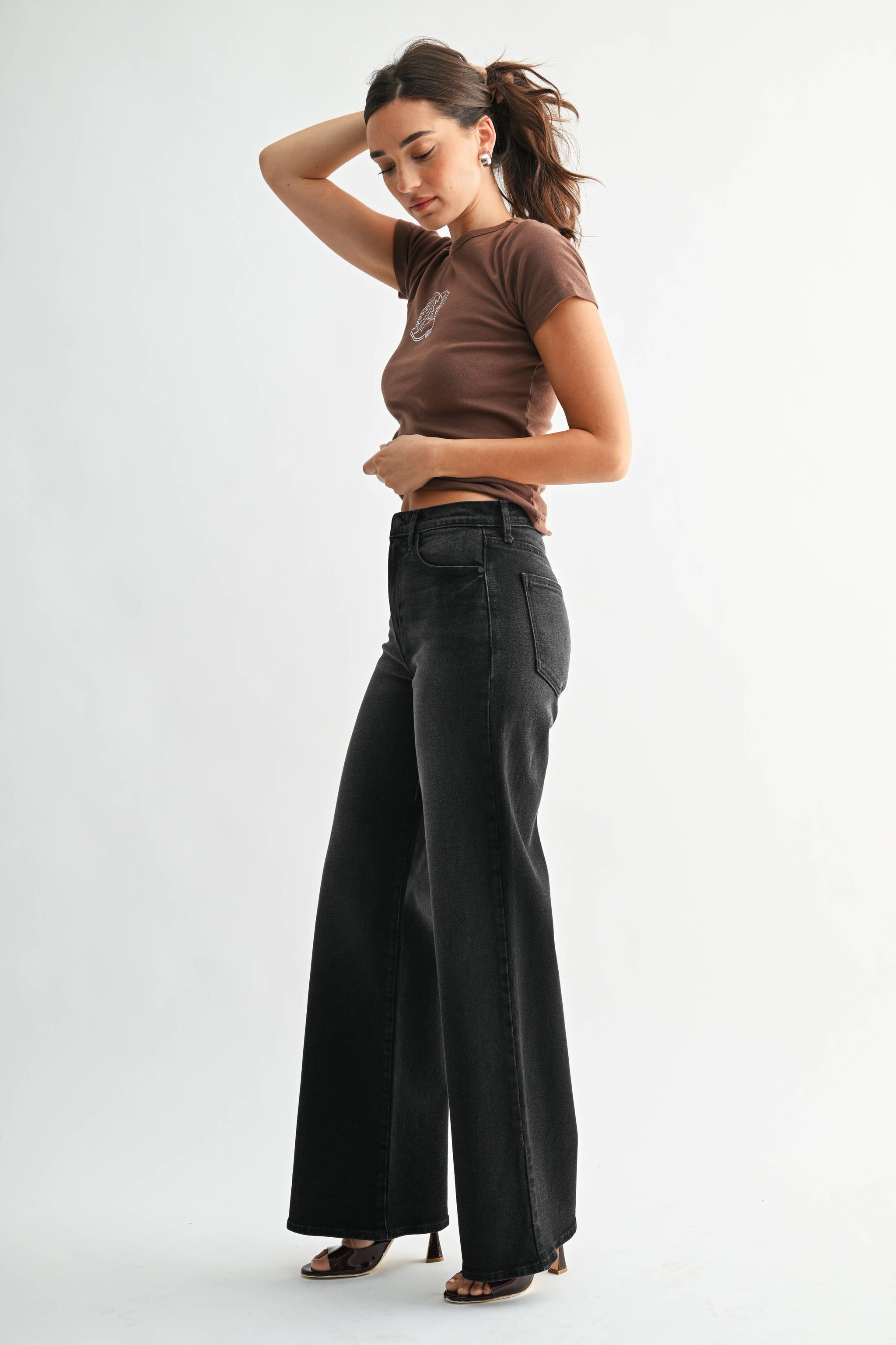 Washed Black Palazzo Jeans