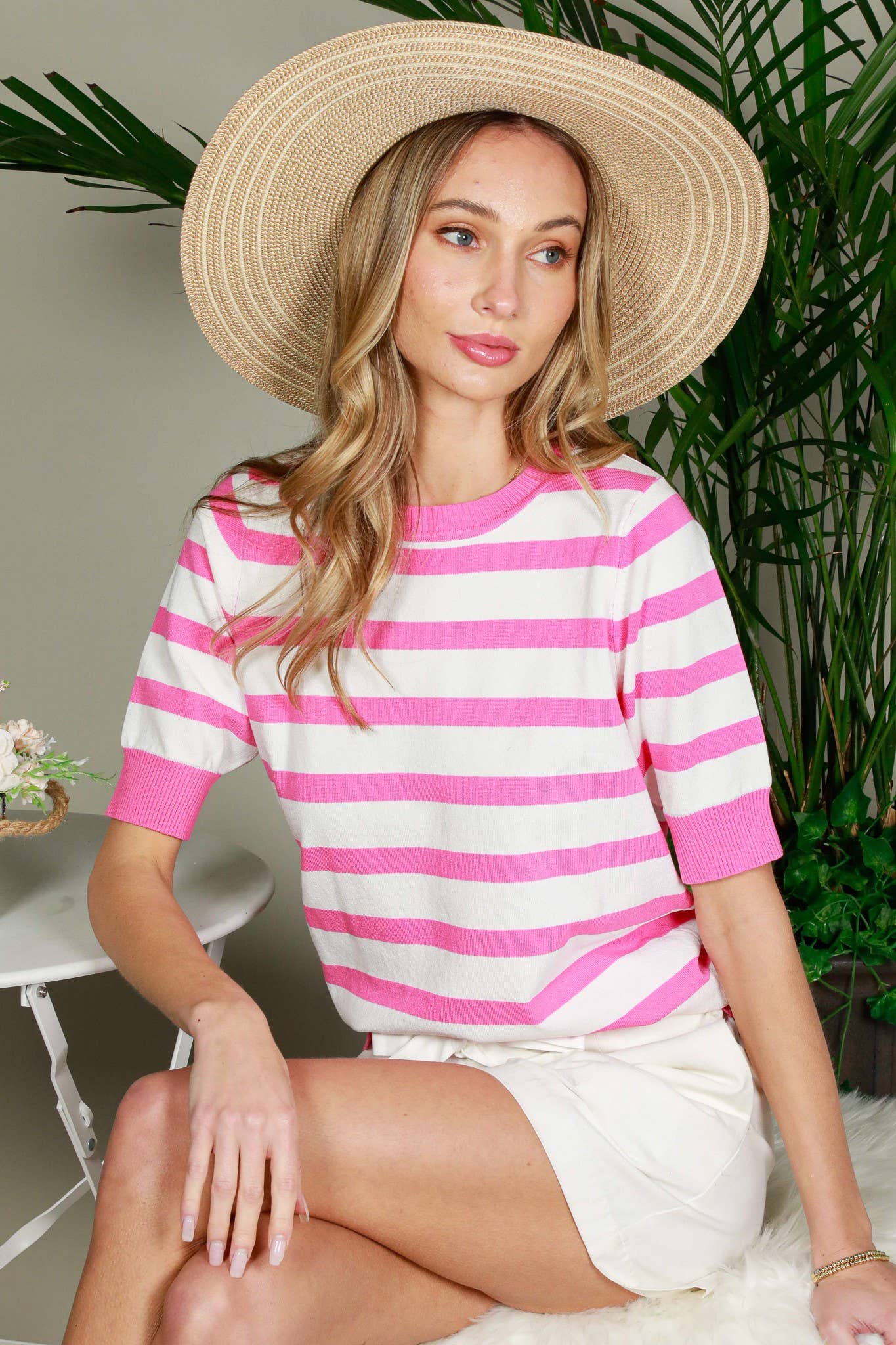 Short-Sleeve Lightweight Sweater
