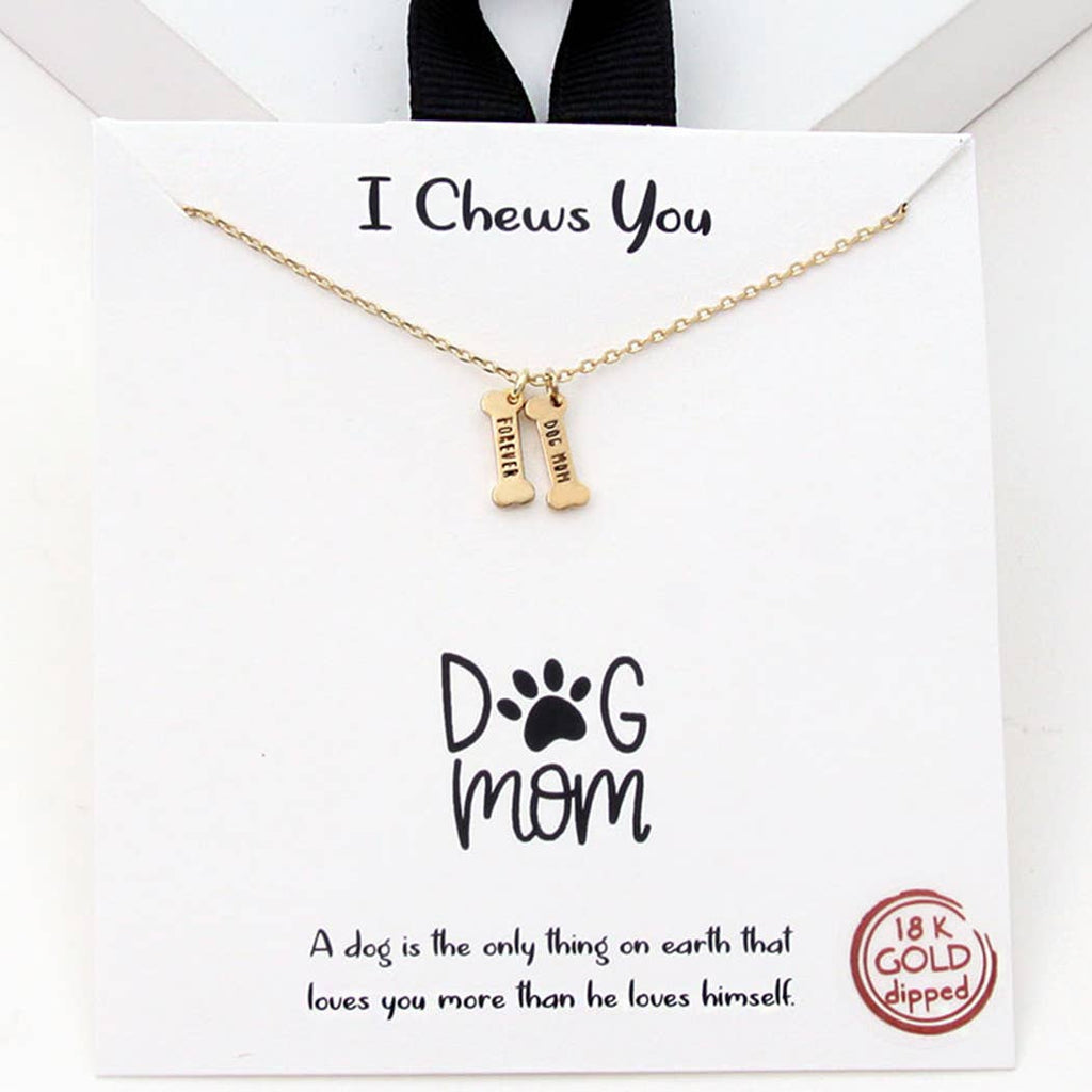 Gold-Dipped Bone Shape Dog Mom Necklace